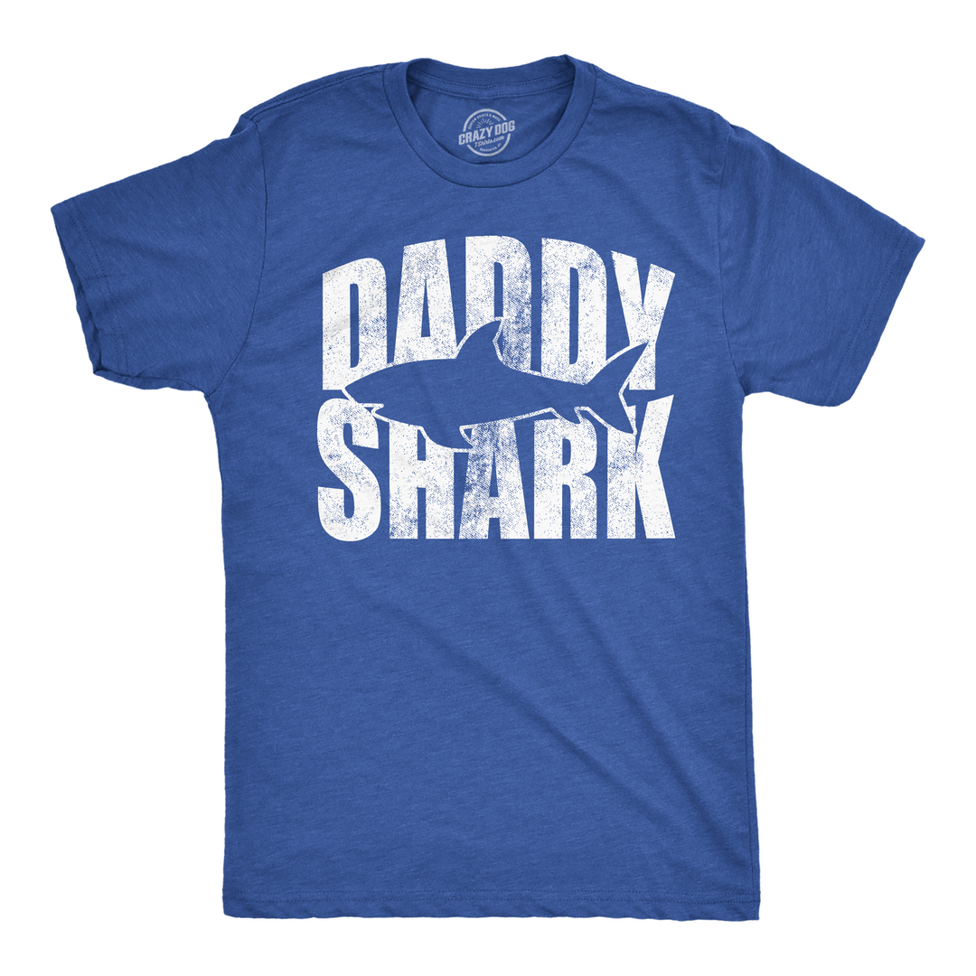 Funny Heather Royal - Daddy Shark Silhouette Daddy Shark Silhouette Mens T Shirt Nerdy Father's Day animal Tee