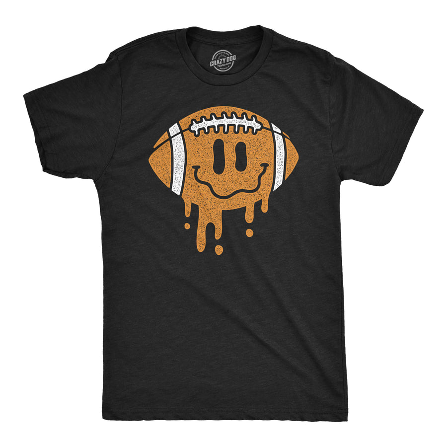 Funny Heather Black - Dripping Football Smile Dripping Football Smile Mens T Shirt Nerdy Football Tee