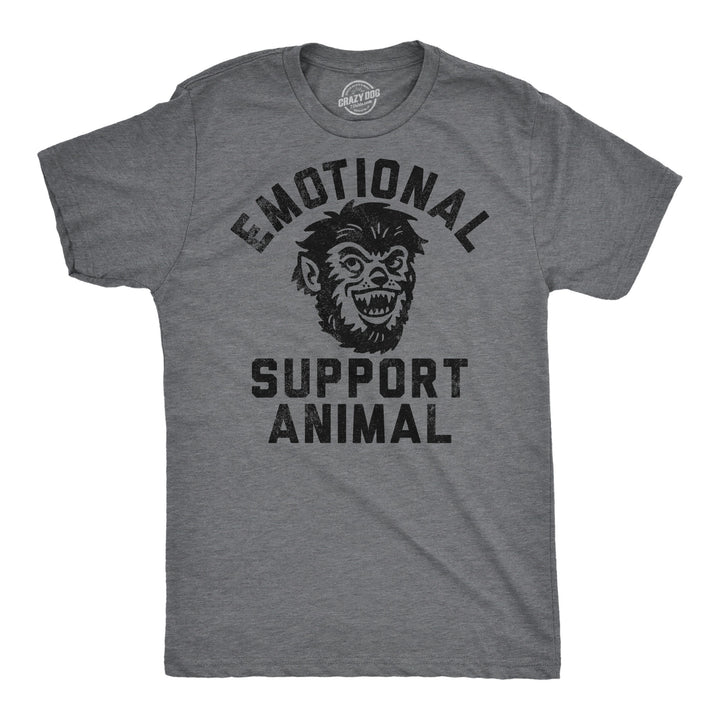 Funny Dark Heather Grey - Emotional Support Animal Werewolf Emotional Support Animal Werewolf Mens T Shirt Nerdy Halloween animal sarcastic Tee