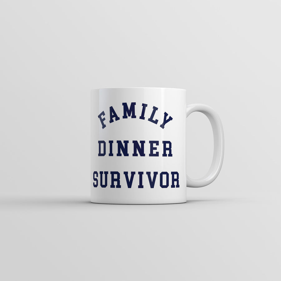 Funny White Family Dinner Survivor Coffee Mug Nerdy Christmas Food sarcastic Tee