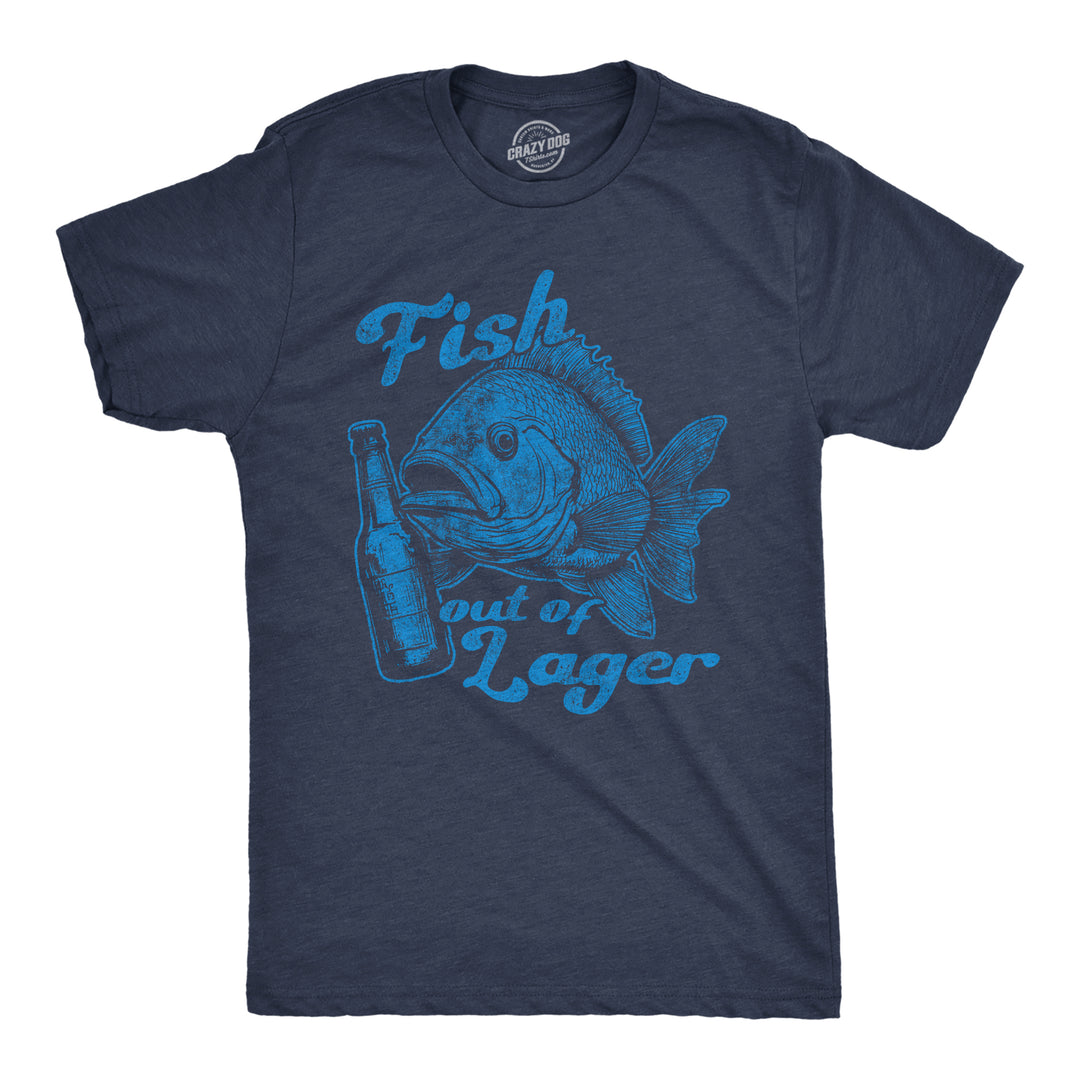 Funny Heather Black - Fish Out Of Lager Fish Out Of Lager Mens T Shirt Nerdy Fishing beer Drinking Tee