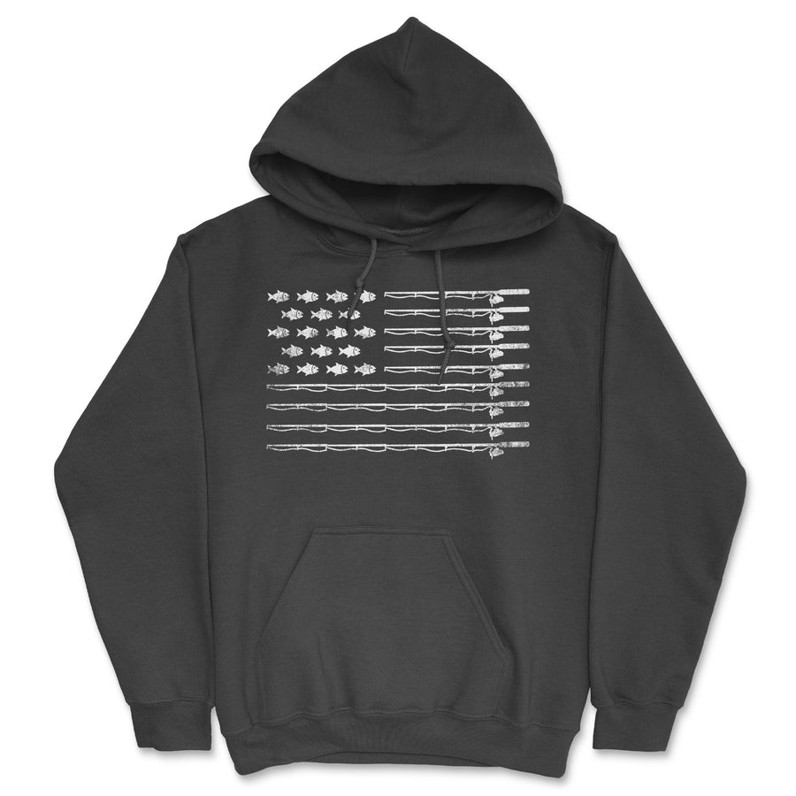 Funny Black - Fishing American Flag Fishing American Flag Hoodie Nerdy Fourth Of July Fishing Tee