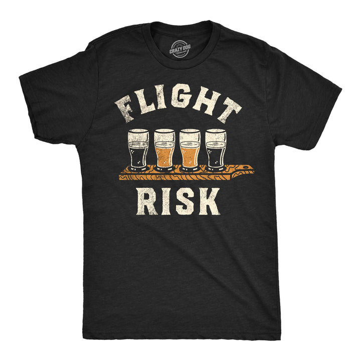 Funny Heather Black - Flight Risk Flight Risk Mens T Shirt Nerdy Drinking Beer sarcastic Tee