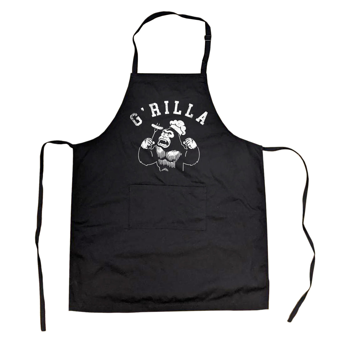 Funny Black - Grilla Grilla Apron Nerdy animal Food sarcastic Tee