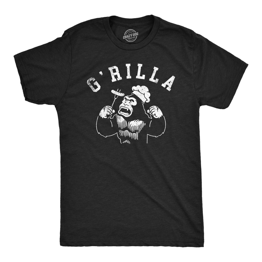 Funny Heather Black - Grilla Grilla Mens T Shirt Nerdy Animal Food sarcastic Tee