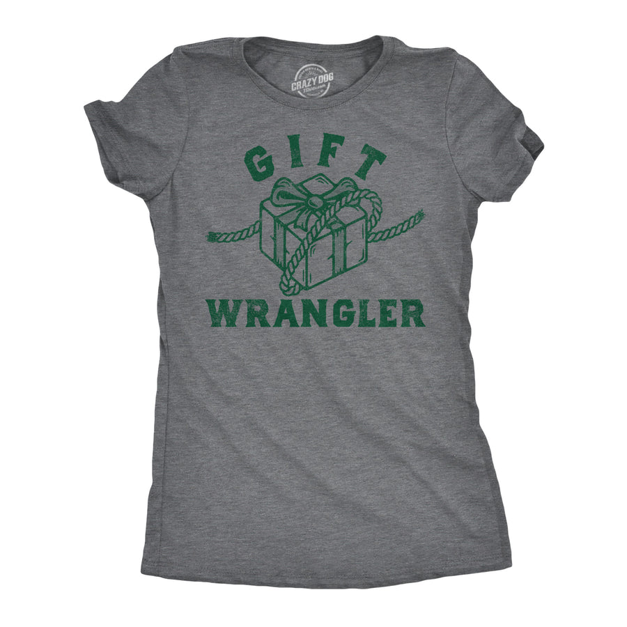 Funny Dark Heather Grey - Gift Wrangler Gift Wrangler Womens T Shirt Nerdy Christmas sarcastic Tee