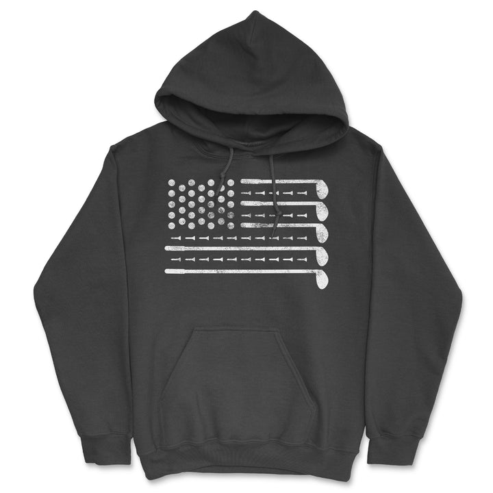 Funny Black - Golf American Flag Golf American Flag Hoodie Nerdy Fourth Of July Golf Tee