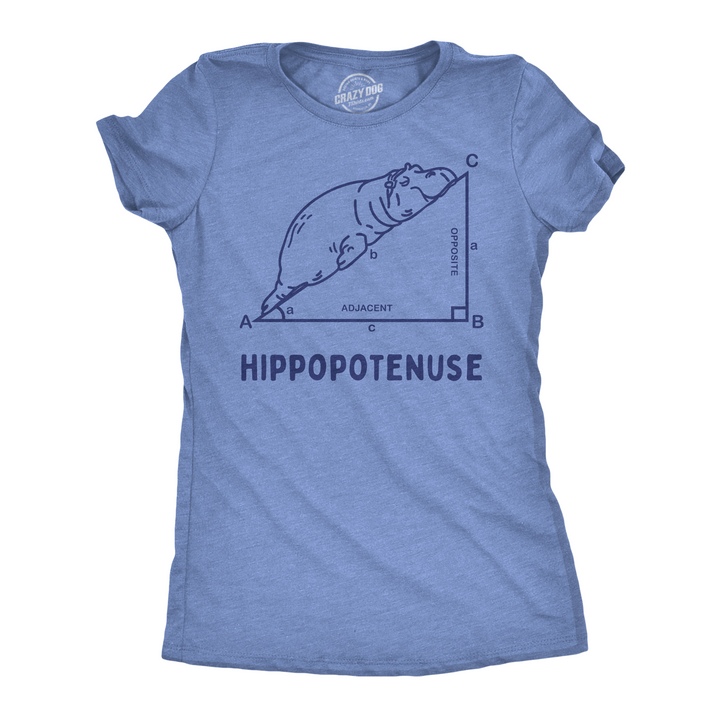 Funny Light Heather Blue - Hippopotenuse Hippopotenuse Womens T Shirt Nerdy animal Math Nerdy Tee