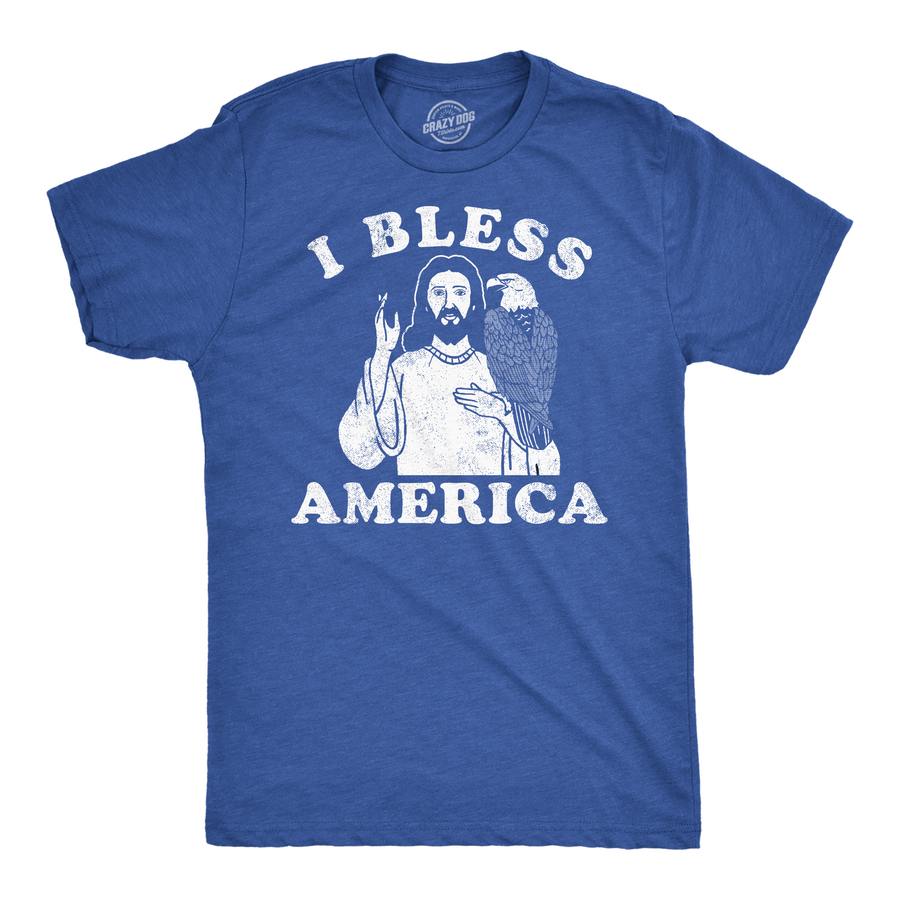 Funny Heather Royal - I Bless America I Bless America Mens T Shirt Nerdy Fourth Of July sarcastic Tee