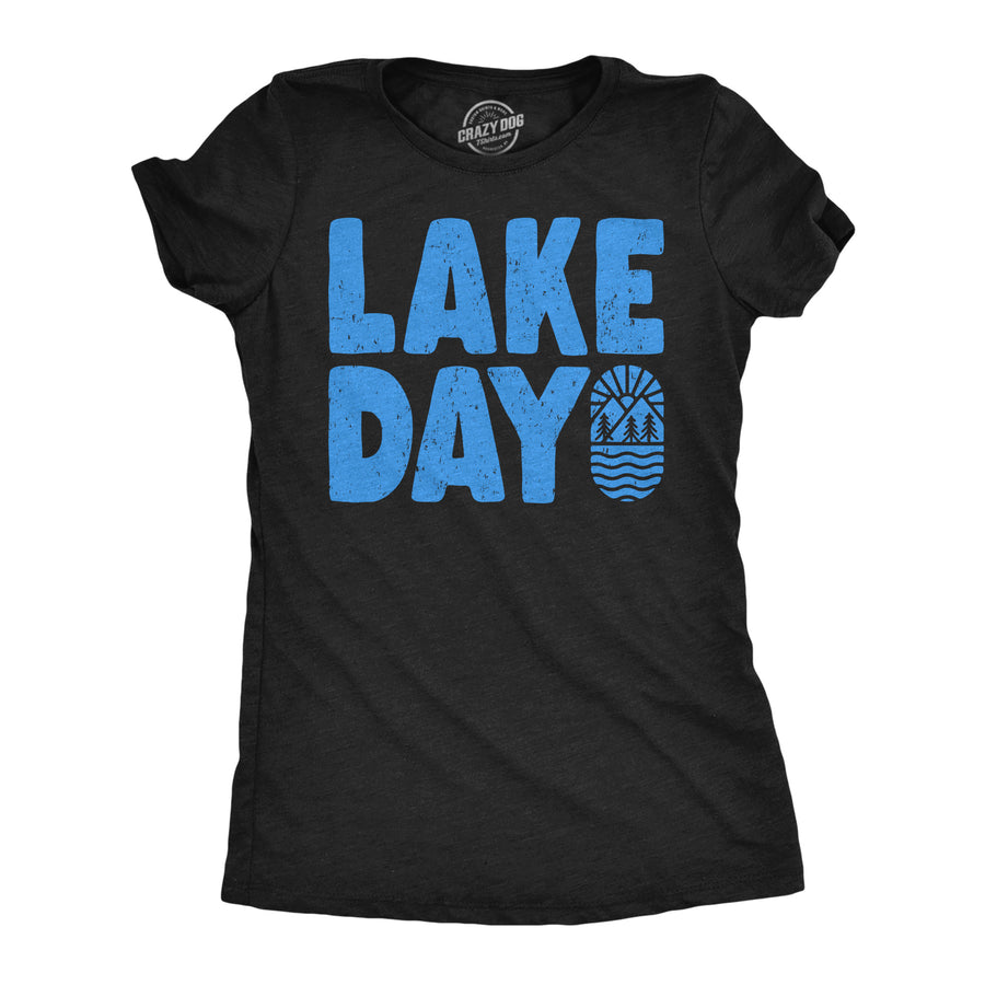 Funny Heather Black - Lake Day Lake Day Womens T Shirt Nerdy Camping Vacation Tee