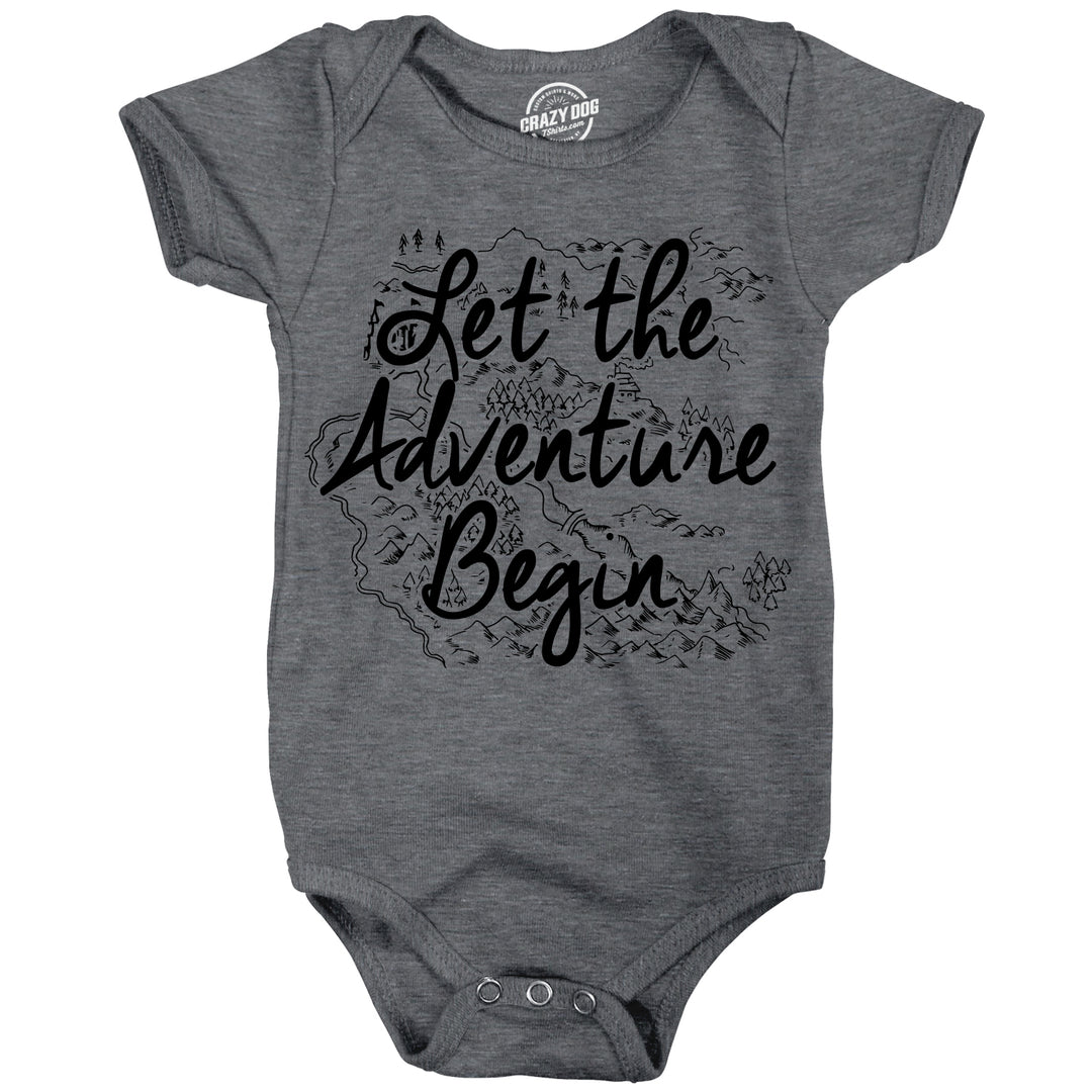 Funny Dark Heather Grey - Let The Adventure Begin Let The Adventure Begin Onesie Nerdy sarcastic Tee