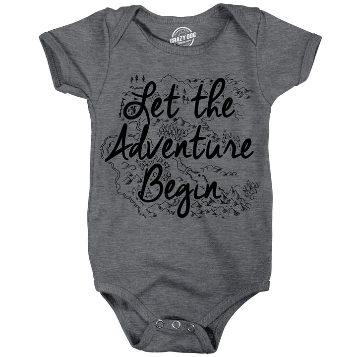 Funny Dark Heather Grey - Let The Adventure Begin Let The Adventure Begin Onesie Nerdy sarcastic Tee