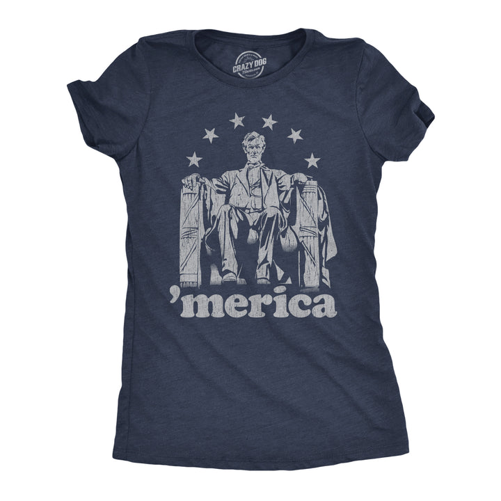 Funny Heather Navy Merica Womens T Shirt Nerdy Fourth of July Political Tee