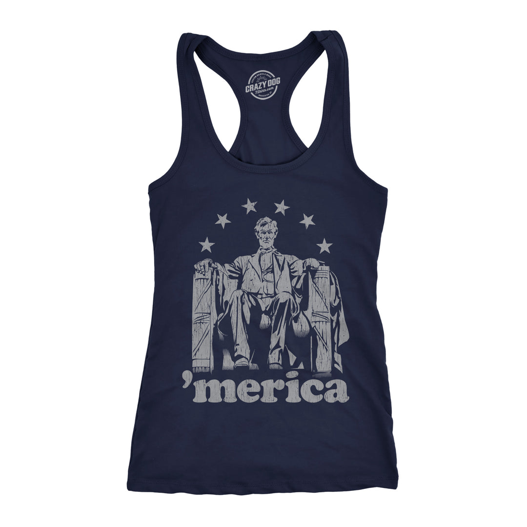 Funny Heather Navy Merica Womens Tank Top Nerdy Fourth of July Political Tee