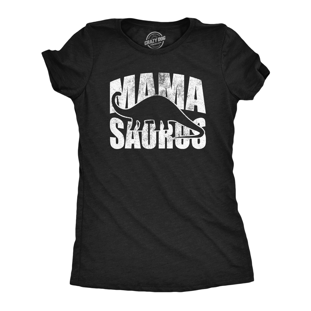 Funny Heather Black - Mamasaurus Silhouette Mamasaurus Silhouette Womens T Shirt Nerdy Mother's Day Dinosaur Tee