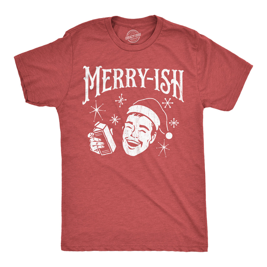 Funny Heather Red - Merryish Merryish Mens T Shirt Nerdy Christmas sarcastic Tee