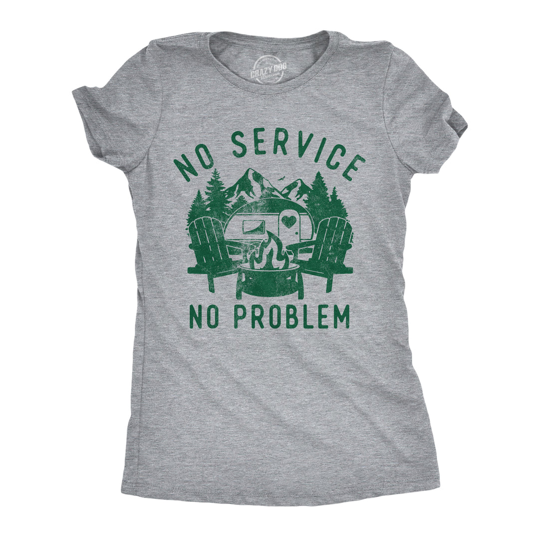 Funny Light Heather Grey - No Service No Problem No Service No Problem Womens T Shirt Nerdy camping sarcastic Tee