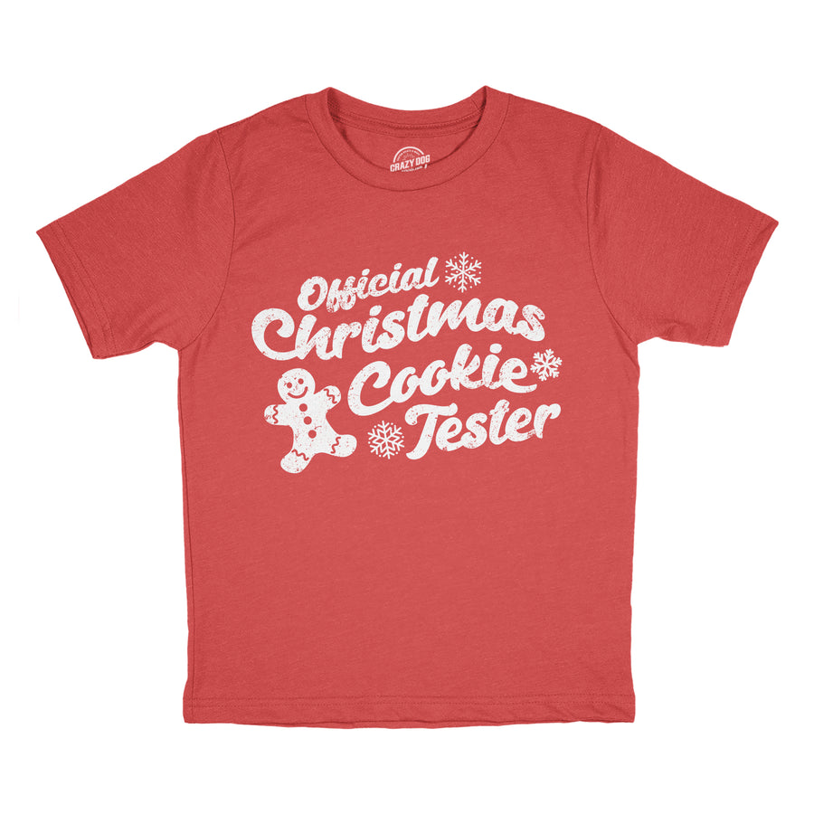 Funny Heather Red - Xmas Cookie Tester Official Christmas Cookie Tester Youth T Shirt Nerdy Christmas sarcastic Tee