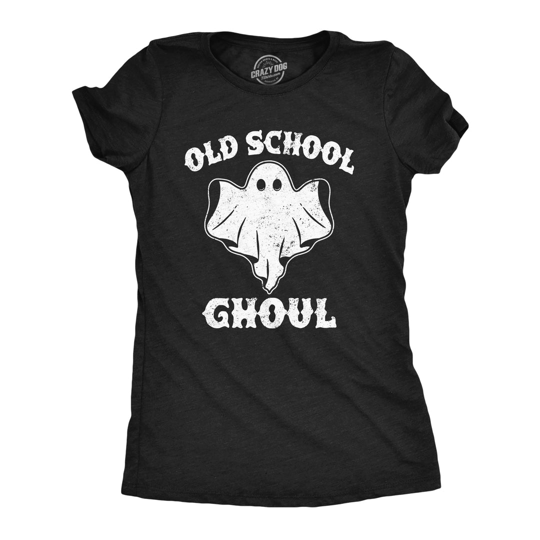 Funny Heather Black - Old School Ghoul Old School Ghoul Womens T Shirt Nerdy Halloween sarcastic Tee