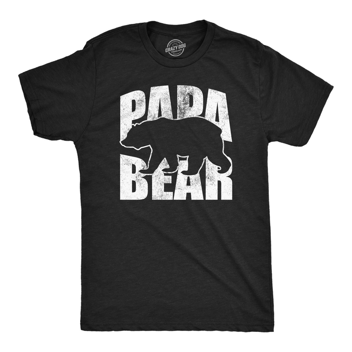 Funny Heather Black - Papa Bear Silhouette Papa Bear Silhouette Mens T Shirt Nerdy Father's Day animal Tee