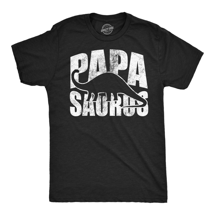 Funny Heather Black - Papasaurus Silhouette Papasaurus Silhouette Mens T Shirt Nerdy Father's Day Dinosaur Tee