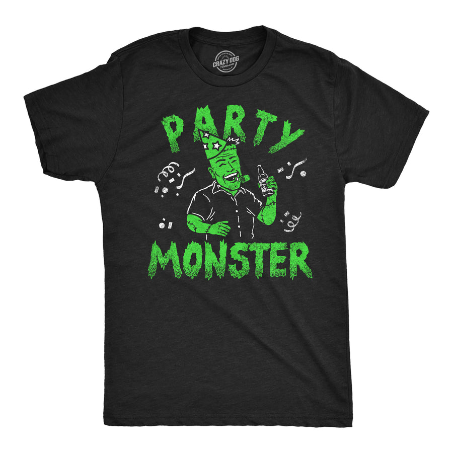 Funny Heather Black - Party Monster Frankenstein Party Monster Frankenstein Mens T Shirt Nerdy Halloween sarcastic Tee