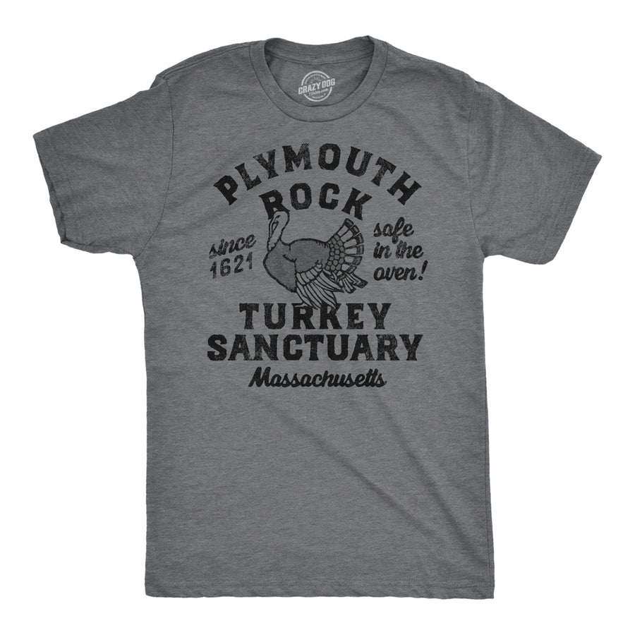 Funny Dark Heather Grey - Plymouth Rock Turkey Plymouth Rock Turkey Sanctuary Mens T Shirt Nerdy Thanksgiving sarcastic Tee