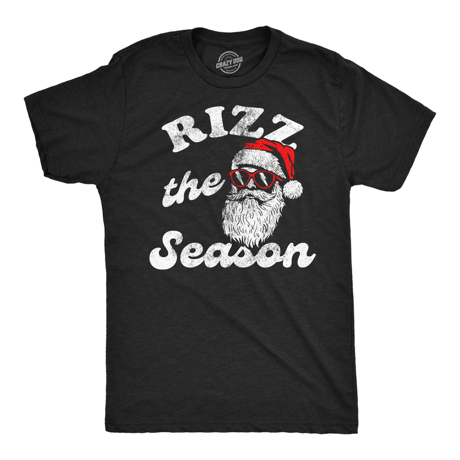 Funny Heather Black - Rizz The Season Rizz The Season Mens T Shirt Nerdy Christmas sarcastic Tee