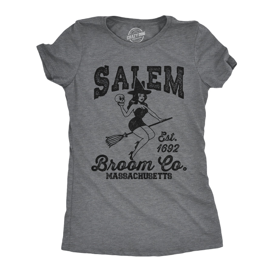 Funny Dark Heather Grey - Salem Broom Co Salem Broom Co Womens T Shirt Nerdy Halloween sarcastic Tee