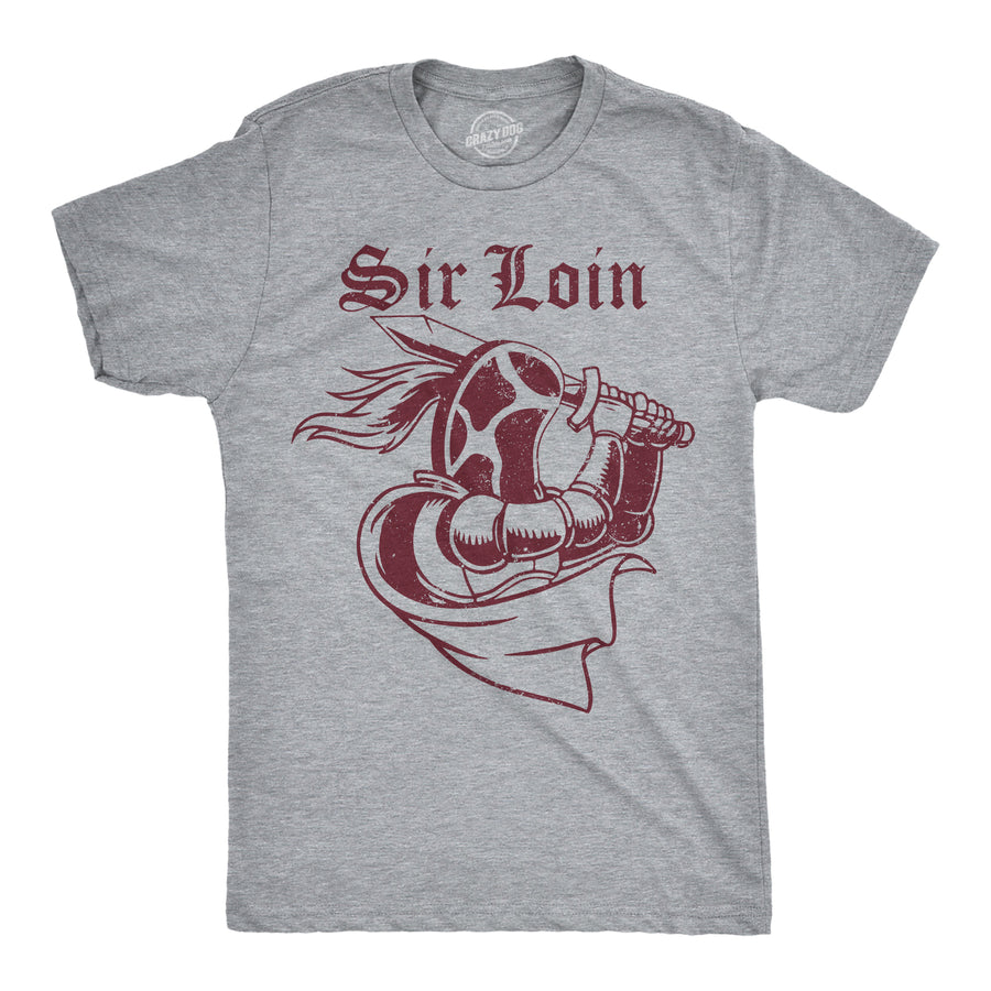 Funny Light Heather Grey - Sir Loin Sir Loin Mens T Shirt Nerdy Food sarcastic Tee