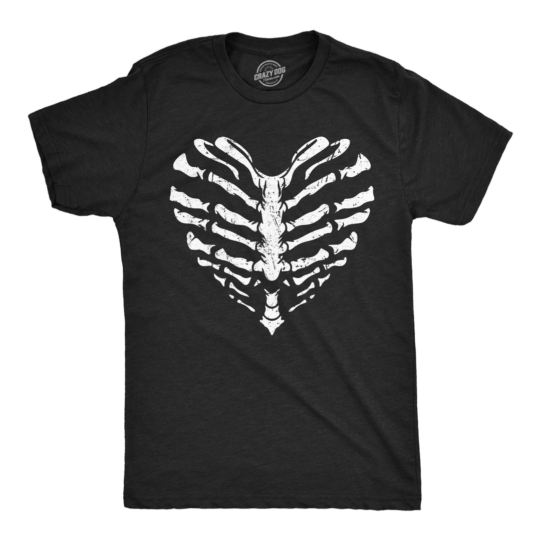 Funny Heather Black - Skeleton Ribcage Heart Skeleton Ribcage Heart Mens T Shirt Nerdy Sarcastic Tee