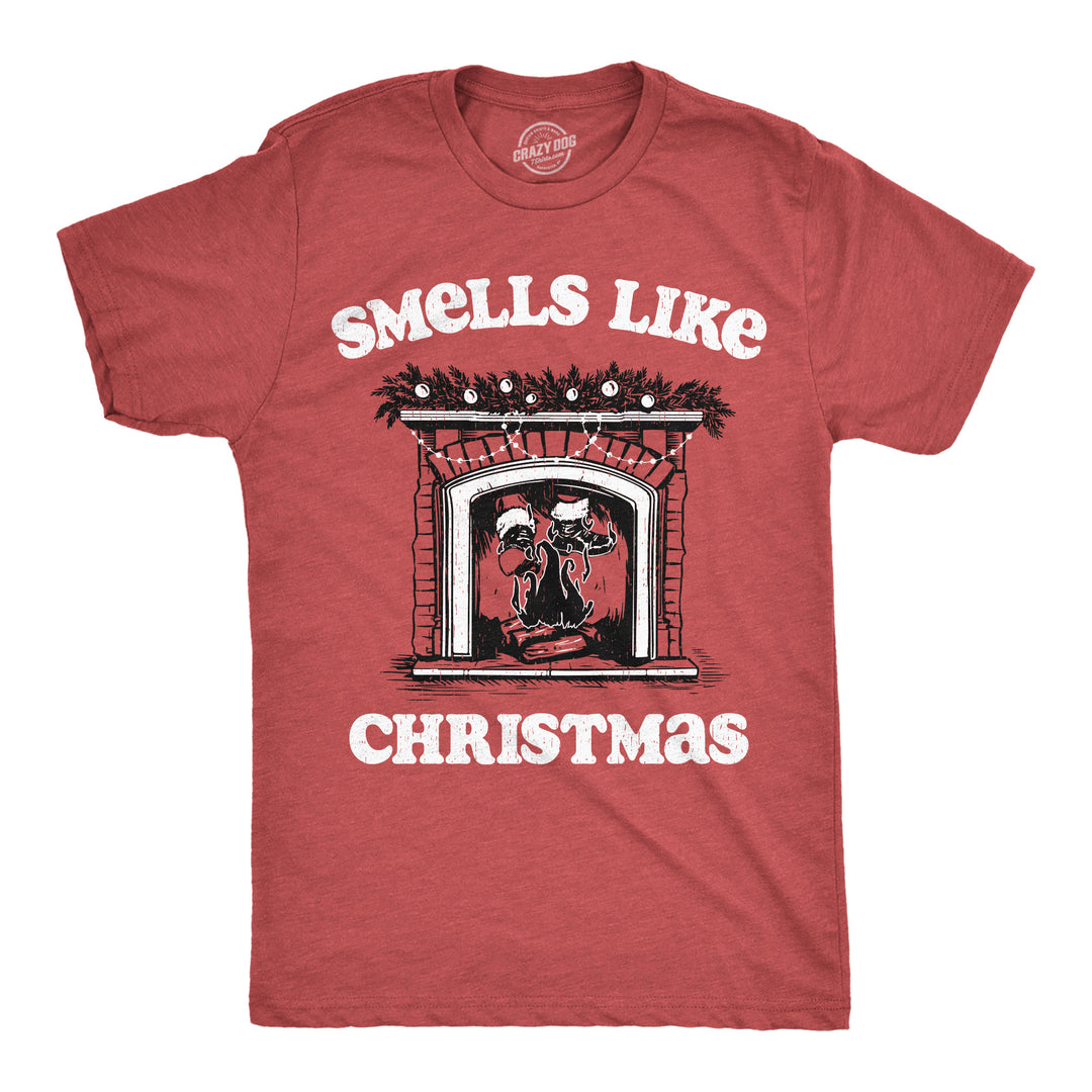 Funny Heather Red - Smells Like Xmas Smells Like Christmas Mens T Shirt Nerdy Christmas Sarcastic Tee