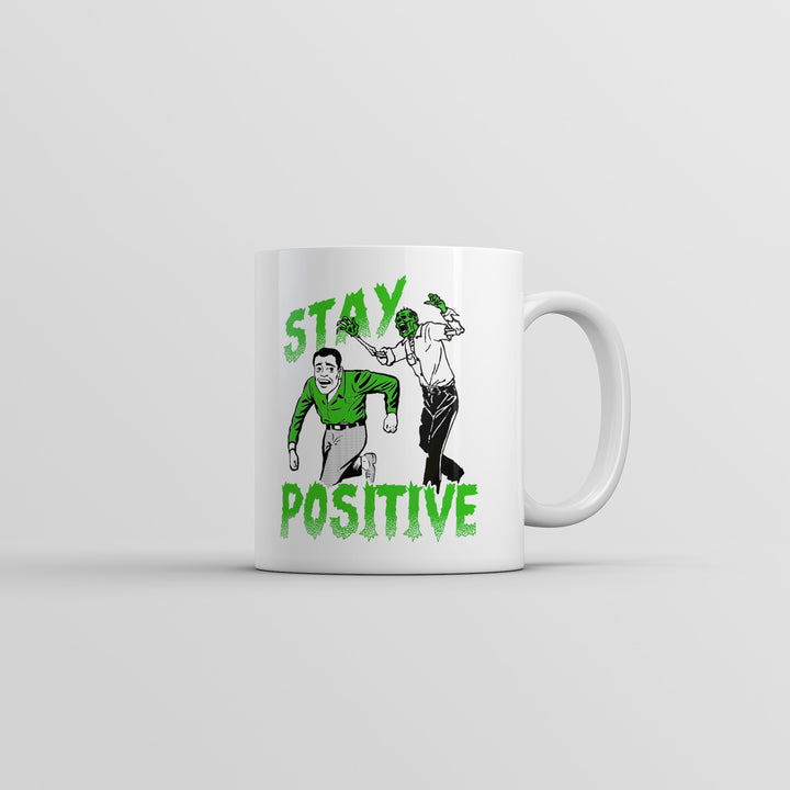 Funny White Stay Positive Zombie Coffee Mug Nerdy Halloween zombie sarcastic Tee