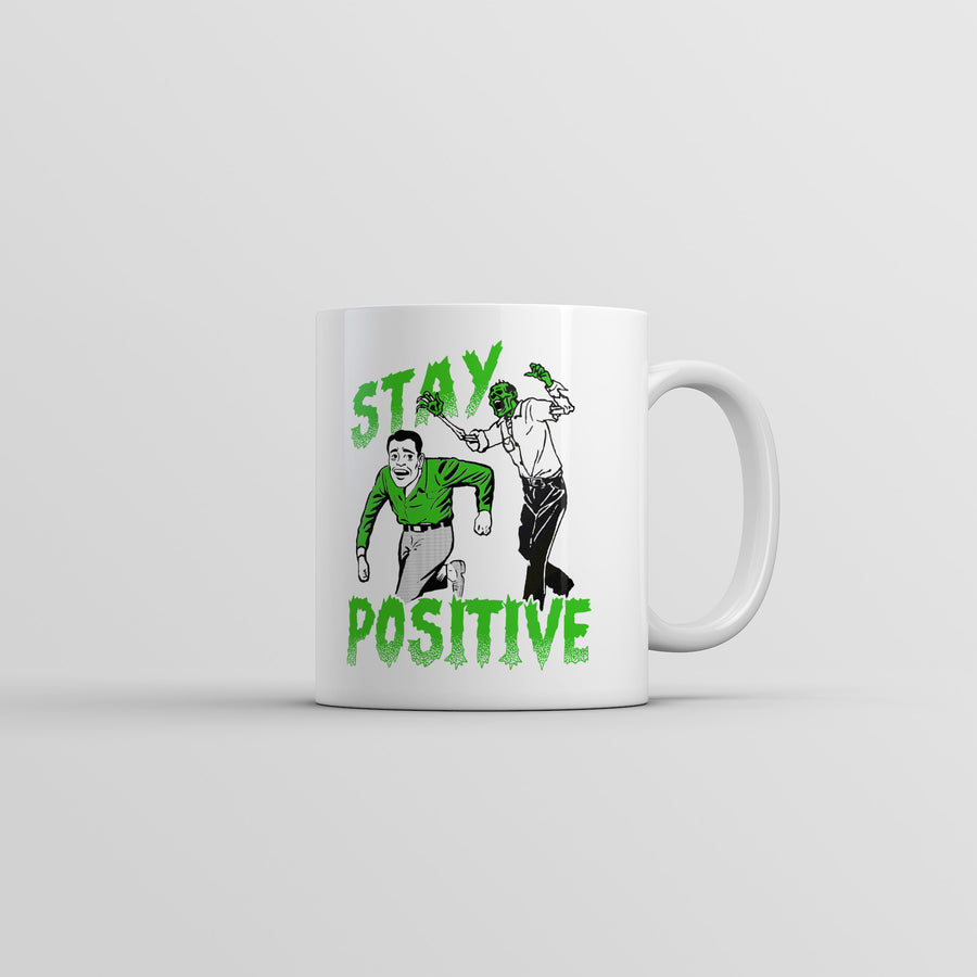 Funny White Stay Positive Zombie Coffee Mug Nerdy Halloween zombie sarcastic Tee