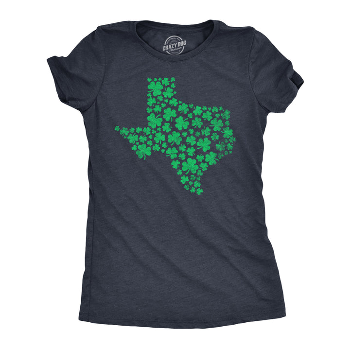 Funny Heather Navy - Texas State Clovers Texas State Clover Womens T Shirt Nerdy Saint Patrick's Day Tee