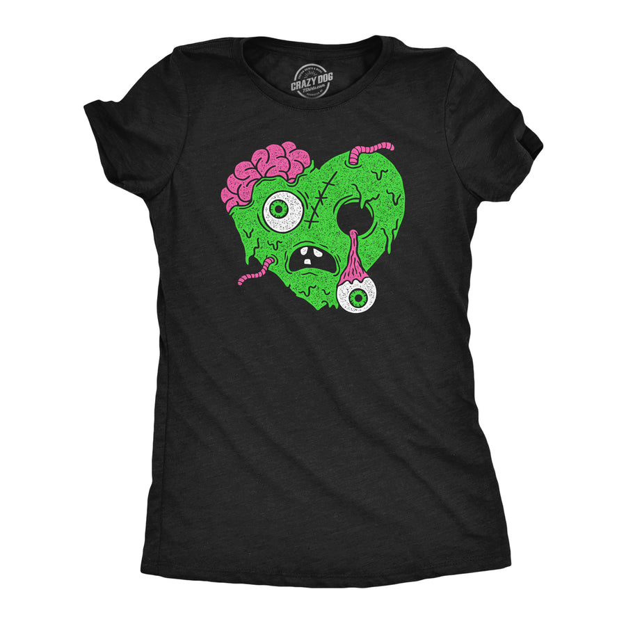 Funny Heather Black - Zombie Heart Zombie Heart Womens T Shirt Nerdy Halloween zombie sarcastic Tee