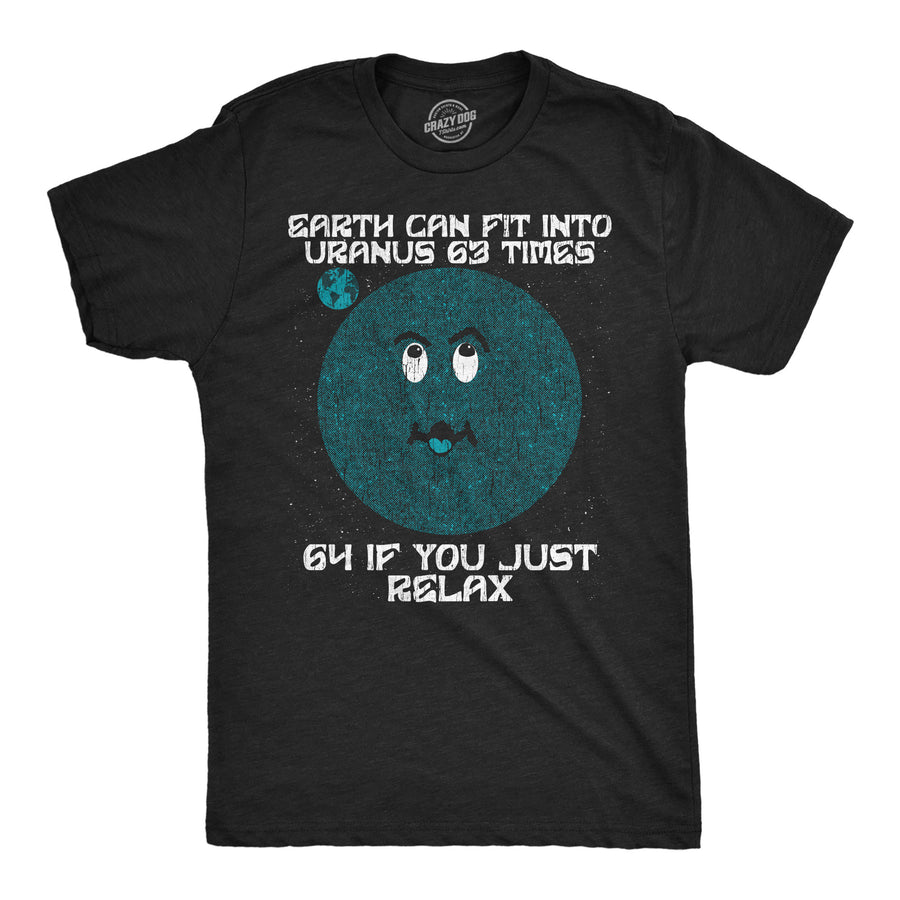 Funny Heather Black - Earth Fit Into Uranus Earth Can Fit Into Uranus 63 Times Mens T Shirt Nerdy space sarcastic Tee