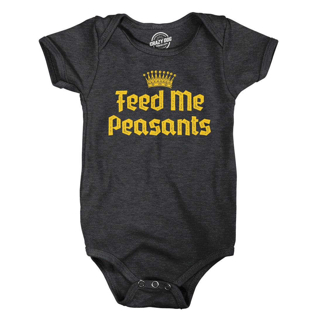 Funny Heather Black - Feed Me Feed Me Peasants Onesie Nerdy sarcastic Tee