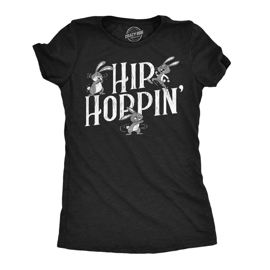 Funny Heather Black - Hip Hoppin Hip Hoppin Womens T Shirt Nerdy animal sarcastic Tee