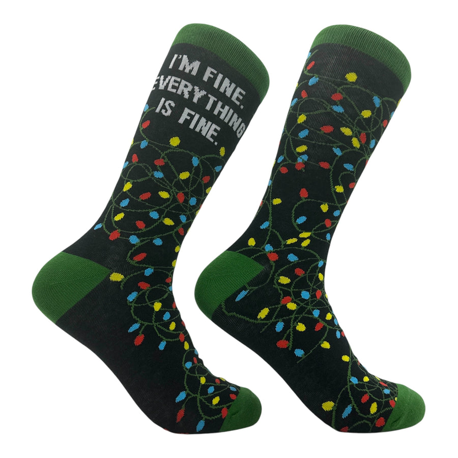 Funny Multi - Im Fine Everything Is Fine Im Fine Everything Is Fine Sock Nerdy Christmas Sarcastic Tee