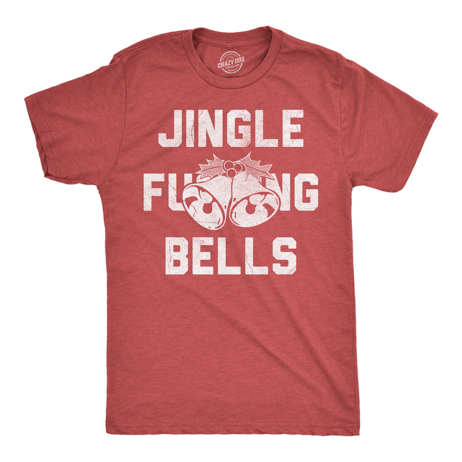 Funny Heather Red - Jingle Fucking Bells Jingle Fucking Bells Mens T Shirt Nerdy Christmas sarcastic Tee