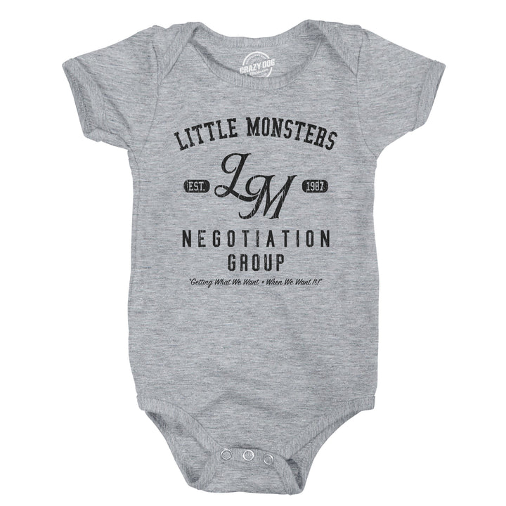 Funny Light Heather Grey - Little Monsters Little Monsters Negotiation Group Onesie Nerdy sarcastic Tee