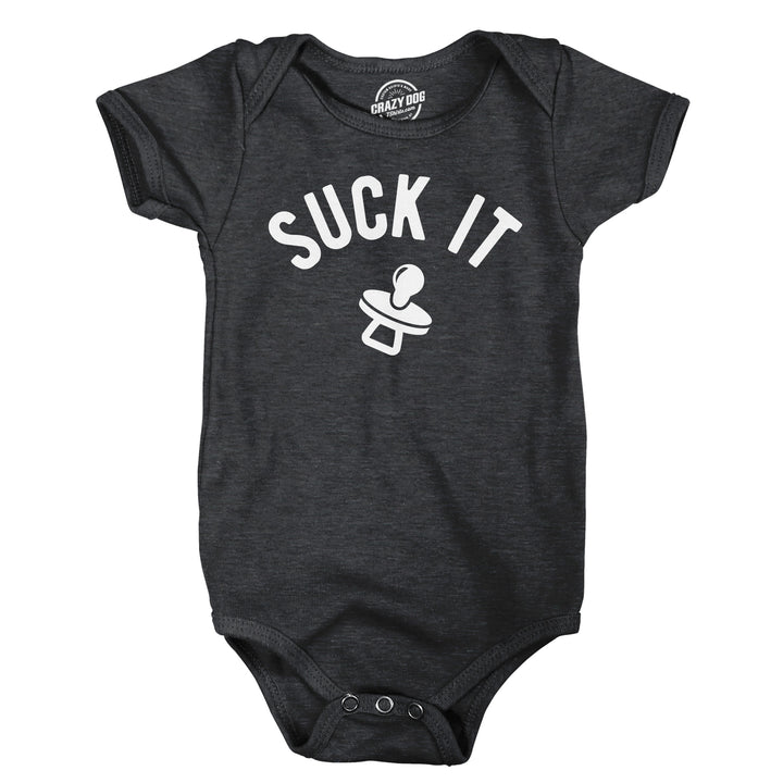 Funny Heather Black - Suck It Suck It Onesie Nerdy sarcastic Tee