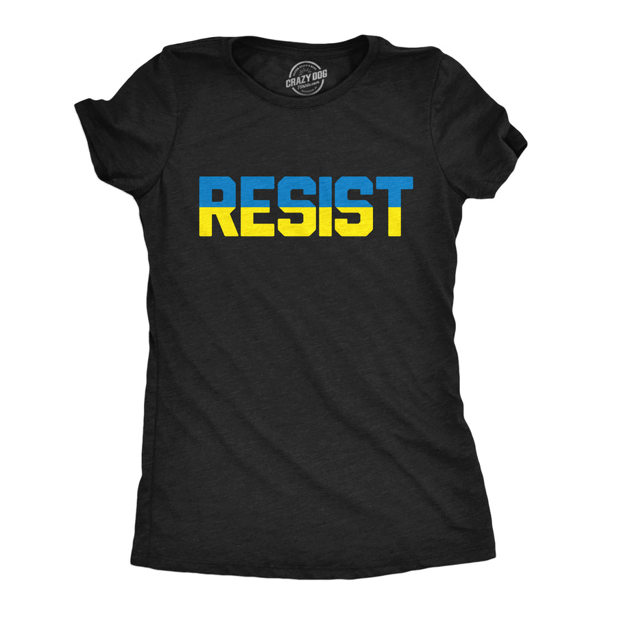 Funny Heather Black - Ukraine Resist Ukraine Resist Womens T Shirt Nerdy motivational Tee