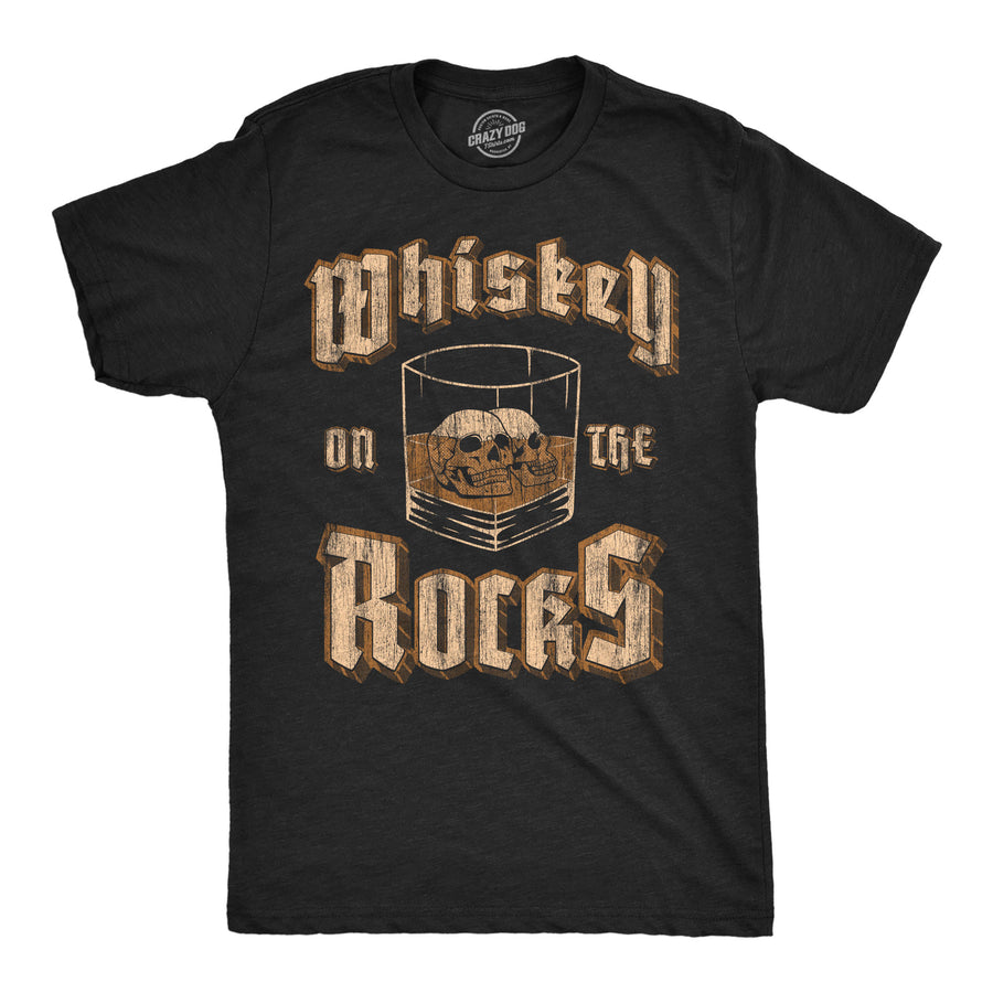 Funny Heather Black - On The Rocks Whiskey On The Rocks Mens T Shirt Nerdy liquor drinking Tee