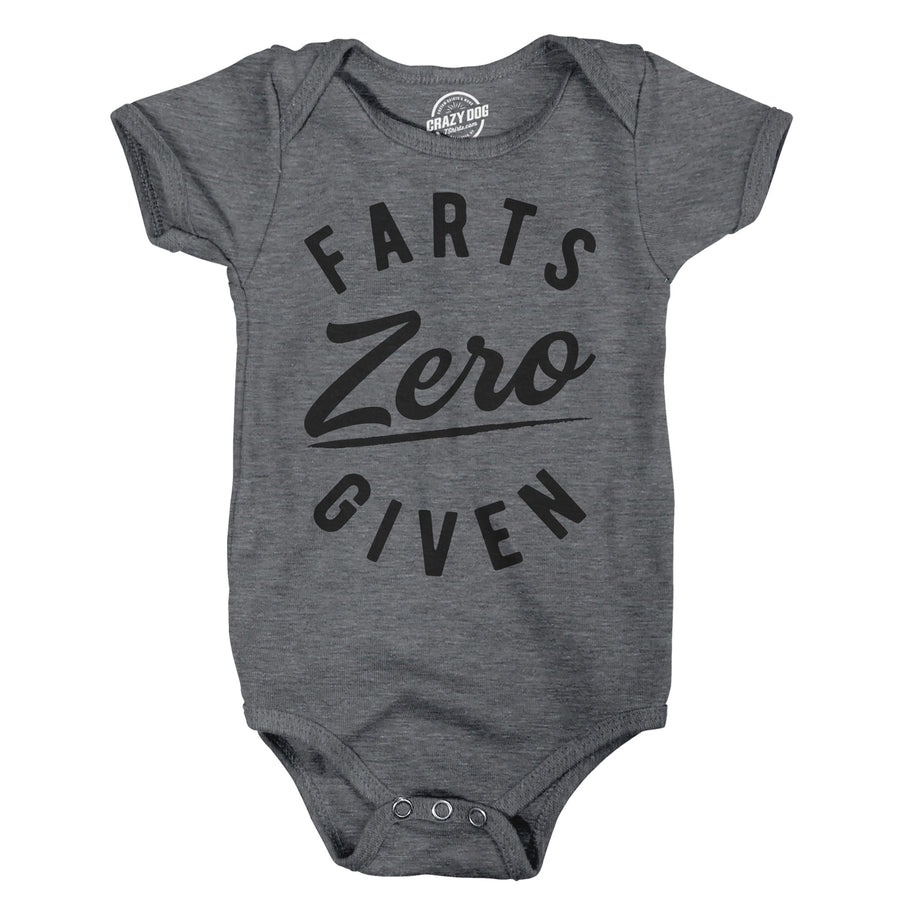 Funny Dark Heather Grey -  Zero Farts Zero Farts Given Onesie Nerdy sarcastic toilet Tee