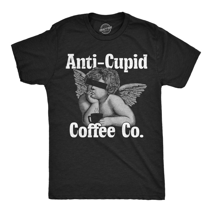 Funny Heather Black - Anti Cupid Anti Cupid Coffee Co Mens T Shirt Nerdy Valentine's Day Coffee sarcastic Tee