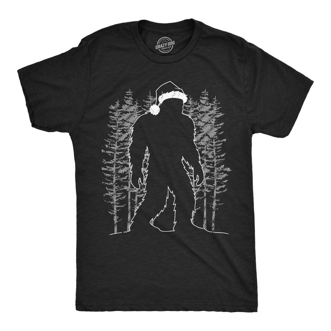 Funny Heather Black - Bigfoot Santa Bigfoot Santa Mens T Shirt Nerdy christmas sarcastic Tee