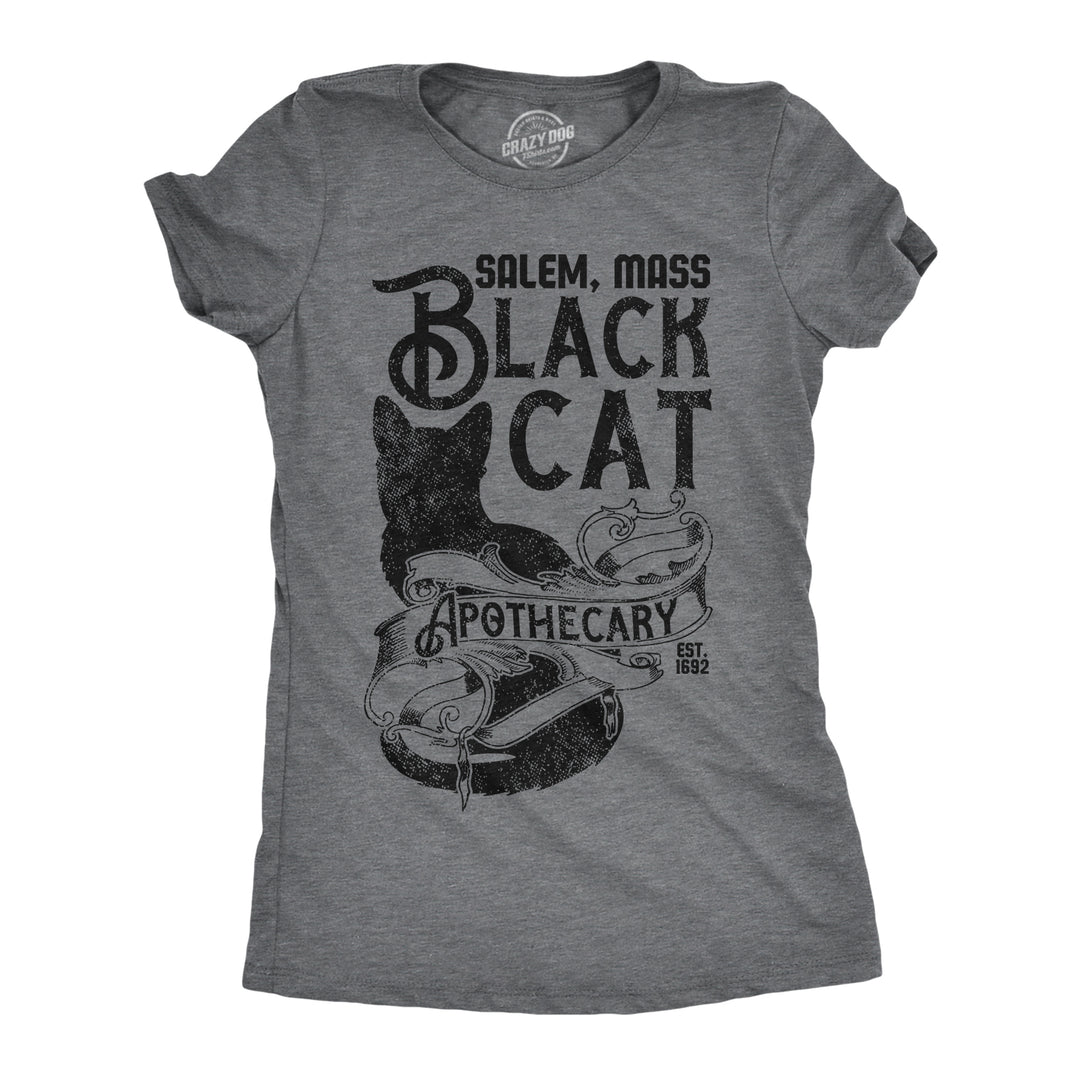 Funny Dark Heather Grey - Black Cat Apothecary Black Cat Apothecary Womens T Shirt Nerdy Halloween cat sarcastic Tee