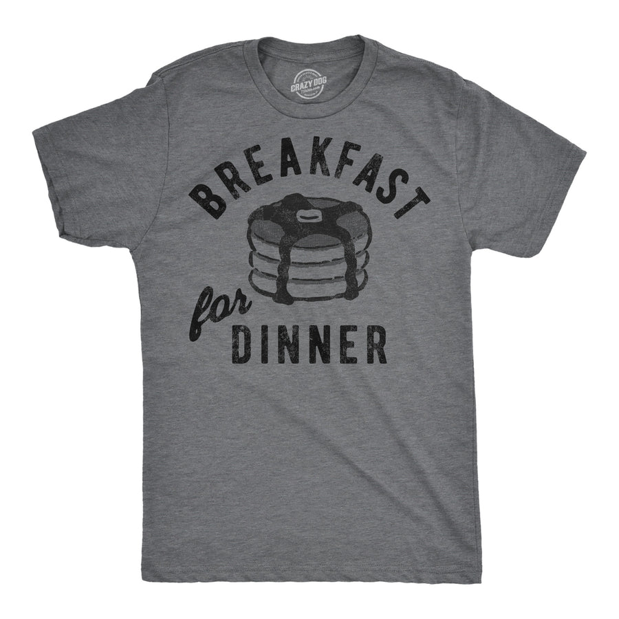 Funny Dark Heather Grey - Breakfast For Dinner Breakfast For Dinner Mens T Shirt Nerdy Food sarcastic Tee